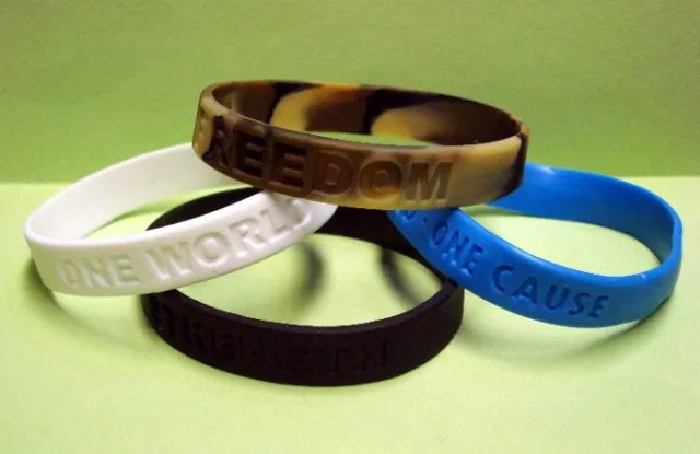 W@W! 2 dz (24) SILICONE RUBBER WRISTBAND BRACELETS - SUPPORT OUR TROOPS, FREEDOM