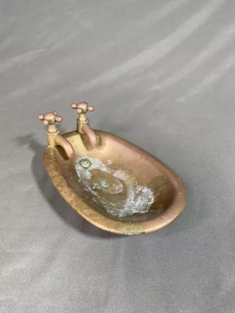 Vintage Brass Bathtub Soap Dish Old Fashioned Footed Rustic Bathroom Decor