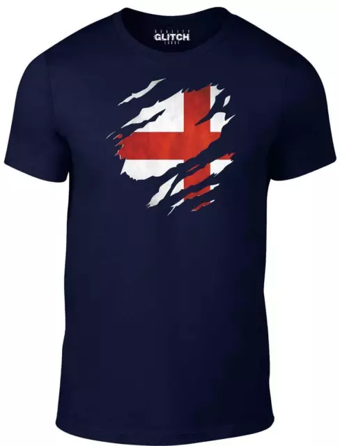Torn England Flag - T Shirt World Cup English Retro Country Cool Sport Pride