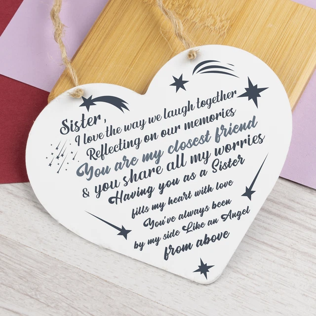 Plaque En Bois 'Ma Sœur, Meilleure Sœur' Style Shabby Chic - Cadeau Anniversaire