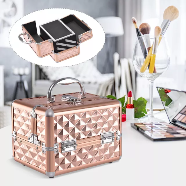 Makeup Organizer Cosmetic Case Mirror Professional Portable Beauty Box Carry Bag