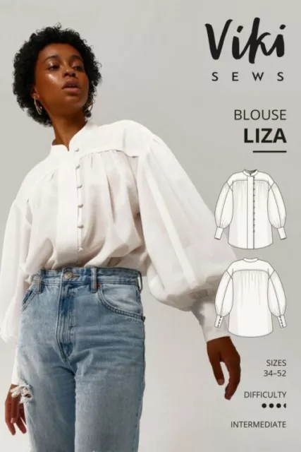 Vikisews Sewing Pattern Liza Blouse Tops, Shirts UK 4-22