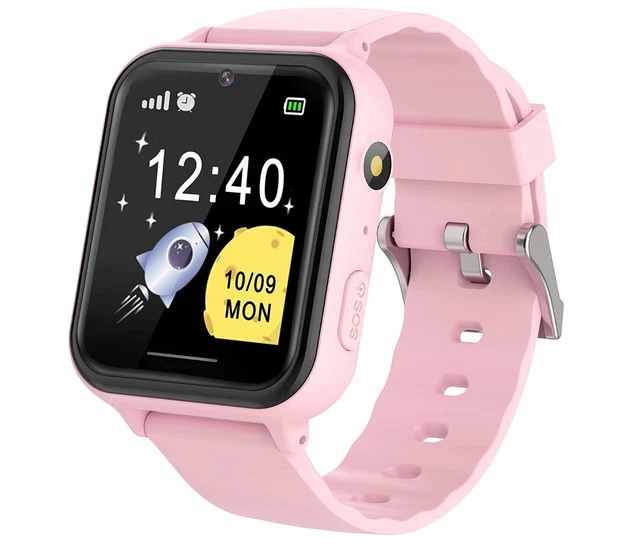 Montre Intelligente Connectée Enfant - Smartwatch Telephone Fille Garçon  avec Pédomètre, SOS, Musique, Appareil Photo, Reveil Rose