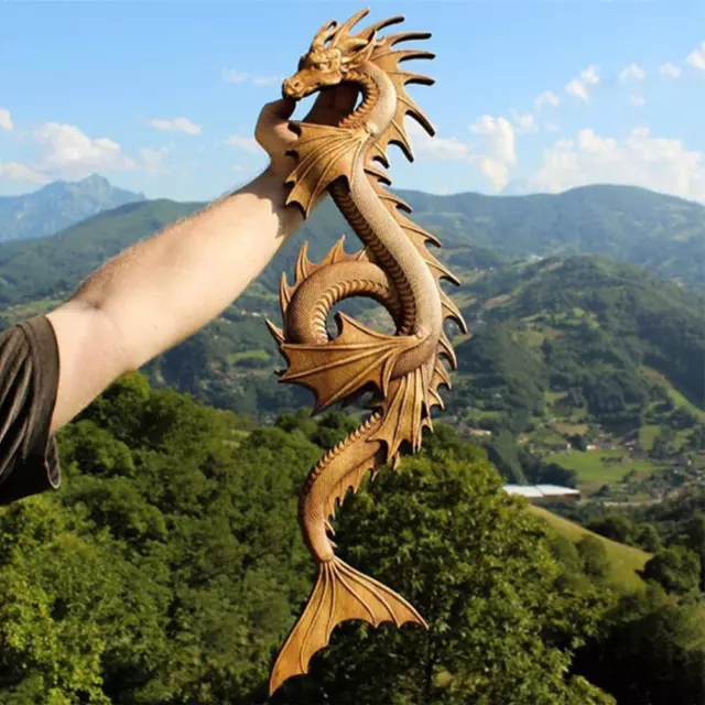 Sculpture bois dragon nordique Décoration murale statue dragon Hot S9