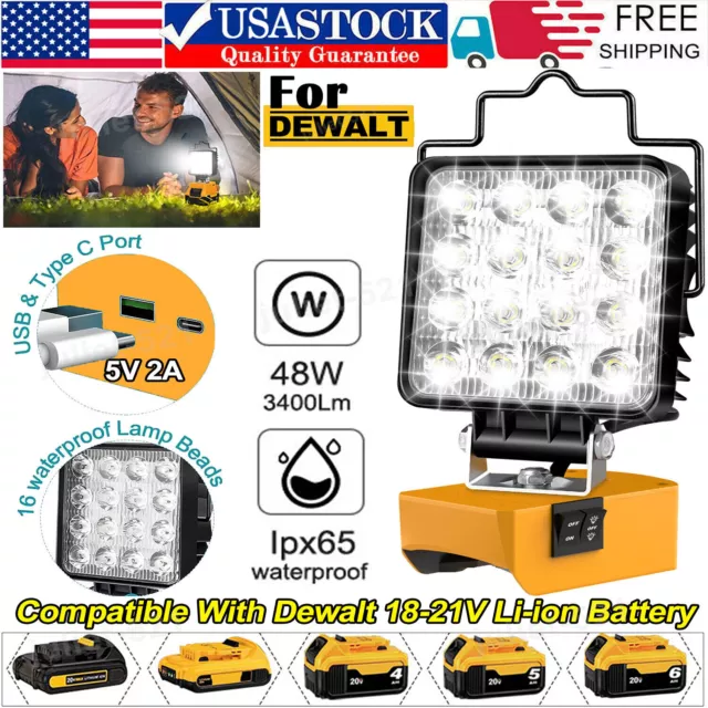 48W Dewalt Flood Light Focus Spot Light LED Work Light Torch/Camping Light 20V