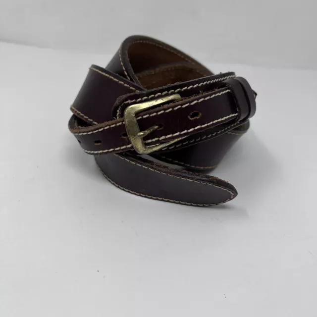 Tony Lama Western Brown Leather Belt Unisex Size 38 Brass buckle double