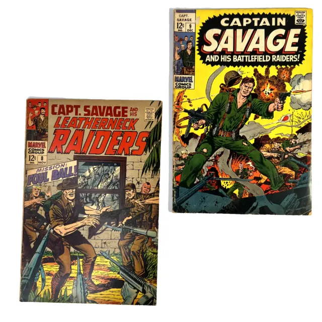 CAPTAIN SAVAGE Vol. 1 # 8 & 9 (1968) Lot of 2 Silver Age Marvel Comics