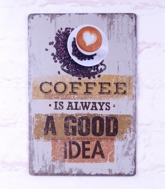 Retro Rustic Tin Signs Coffee Bar Cafe Decor Metal Poster Artistic Wall Plaque