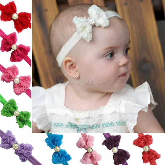 Kids Girl Baby Toddler Infant Flower Headband Hair Bow Band Headwear Accessories