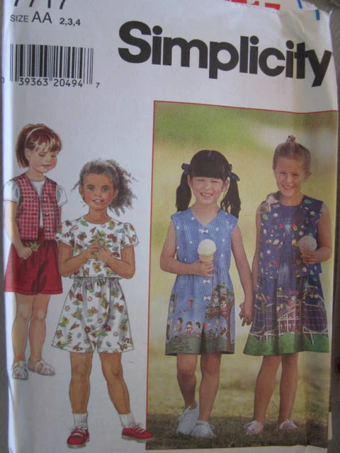 7717 Uncut Vintage Simplicity Cartamodello Top Gilet Pantaloncini Abito Tutina