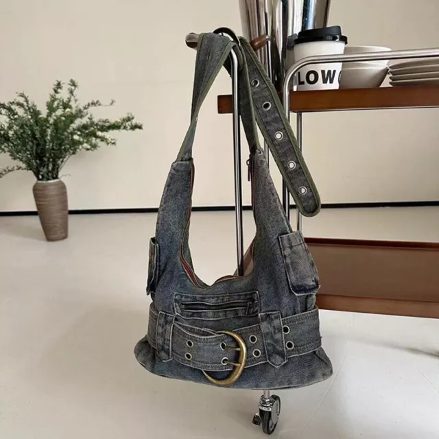 Women Vintage Denim Punk Shoulder Bag Design Y2k Grunge Handbag Cool Girls AU 2