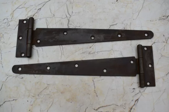Vintage iron handmade french gate door hinges Decorative farm barn rusty 2 pcs