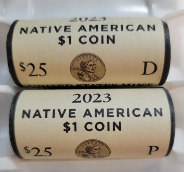 2023 P & D  Sacagawea Native American One Dollar  Maria Tallchief  2 Mint Rolls