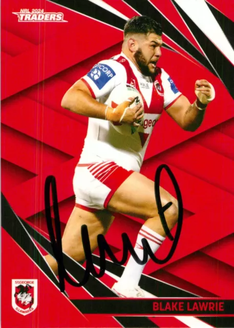 Signed 2024 St George Illawarra Dragons NRL TLA Traders Card - Blake Lawrie