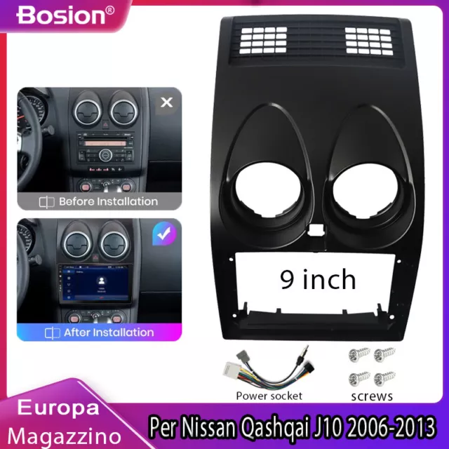 9" Autoradio Stereo Fascia Maschera Telaio & Cavo Per Nissan Qashqai J10 2006-13
