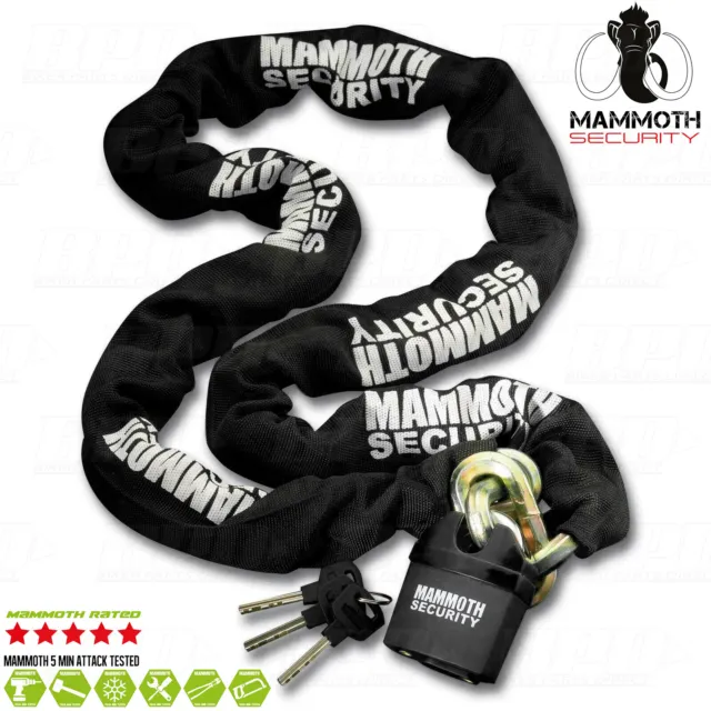 Mammoth Security Motorcycle Lock & Chain 12mm Hex Chain 1m & 1.8m Length