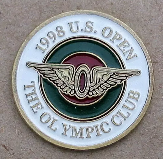 1998 Us Open Handpainted Embossed Old 1" Coin Golf Ball Marker The Olympic Club