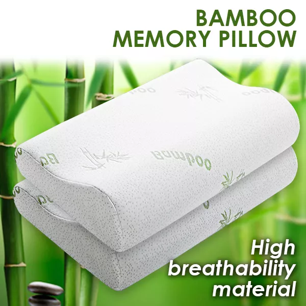 Luxury Bamboo Firm Contour Pillow Memory Foam Fabric Fibre Cover 50 x 30cm OZ