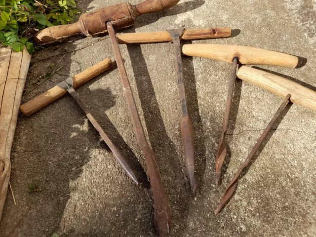 5 x  Bohrer HOLZBOHRER SCHÄLBOHRER handgeschmiedet  Zimmermann Werkzeug