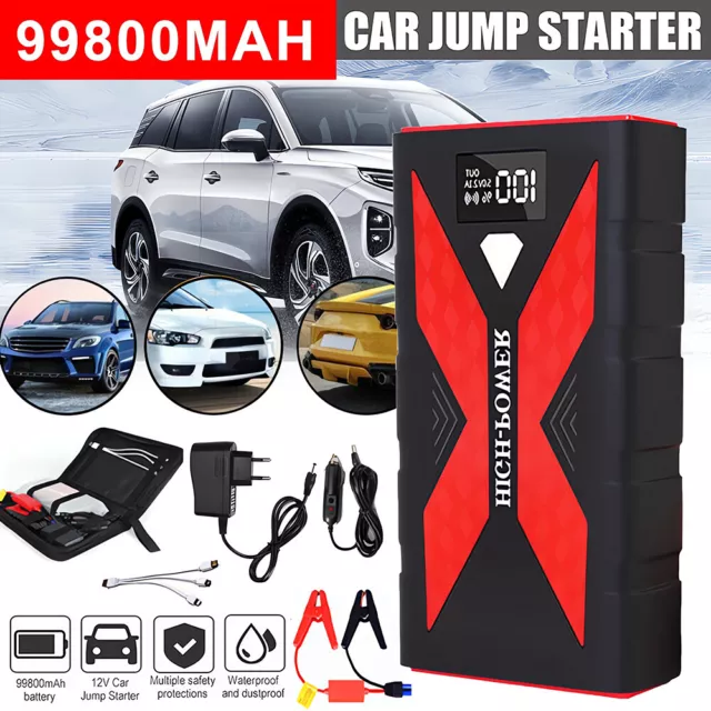 99800mAh Auto KFZ Starthilfe Jump Starter 12V Ladegerät Booster Power Bank PKW