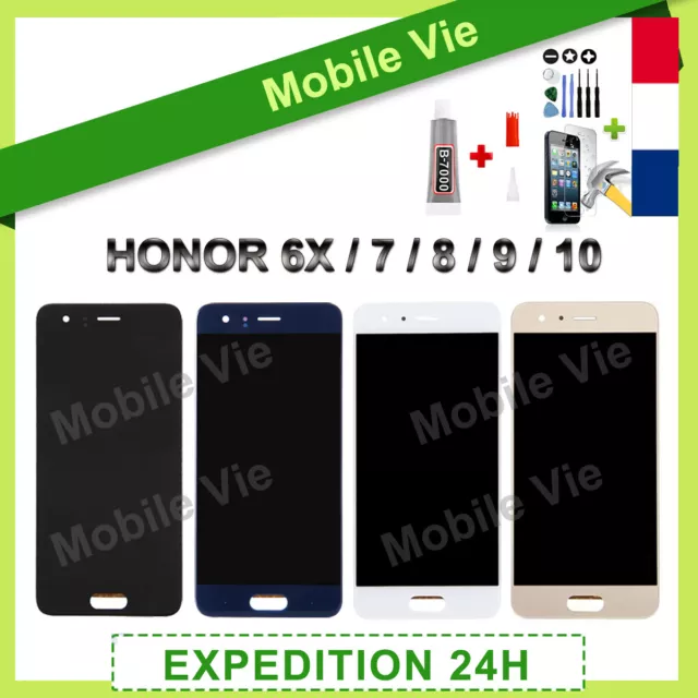 Vitre Tactile +Ecran Lcd Pret-A-Monter Pour Huawei Honor 6X/7/8X/9/10/20 + Colle