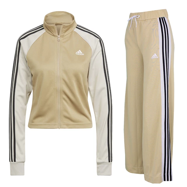 adidas Damen Teamsport Trainingsanzug Jogginganzug Sportanzug Zweiteiler beige