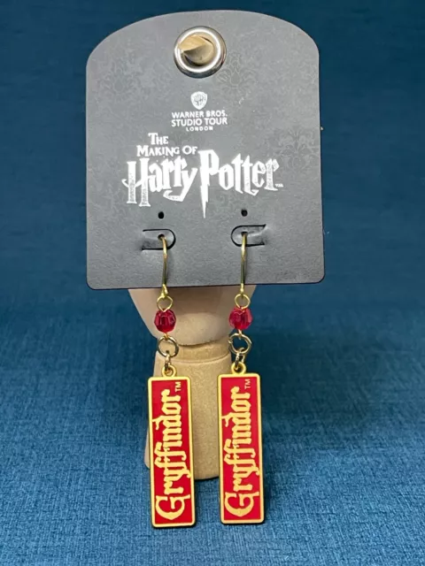 Warner Bros Harry Potter Studio Tour London Gryffindor Dangler Earrings NEW