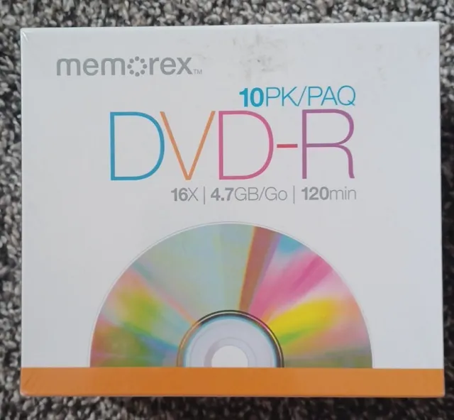 Memorex DVD+R 10 Pack Blank Media In Jewel Cases 16x 4.7GB 120Min New Sealed