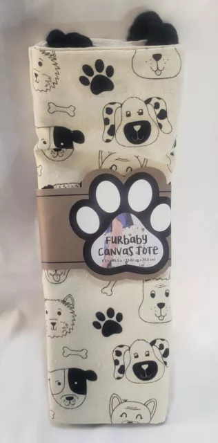 Furbaby Canvas Tote Bag Dog Print New With Tags