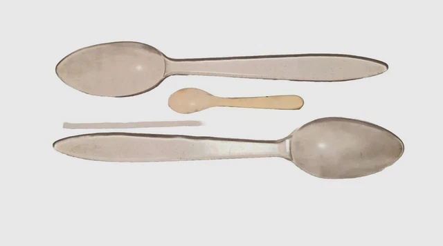 3 uralte "Original-Meßlöffel für  Apotheke/Drogerie" aus Plexiglas u. Horn? 2
