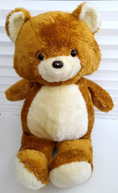 VINTAGE LARGE 24& Teddy Bear Foam-Stuffed Tan & Cream Brown Nose Plush ...