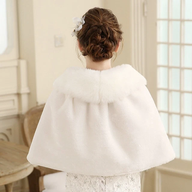 Vxuxlje Boléro Fausse Fourrure Fille – Veste Manches Longues Chaleureuse Châle Cape Demoiselle D'Honneur Mariage