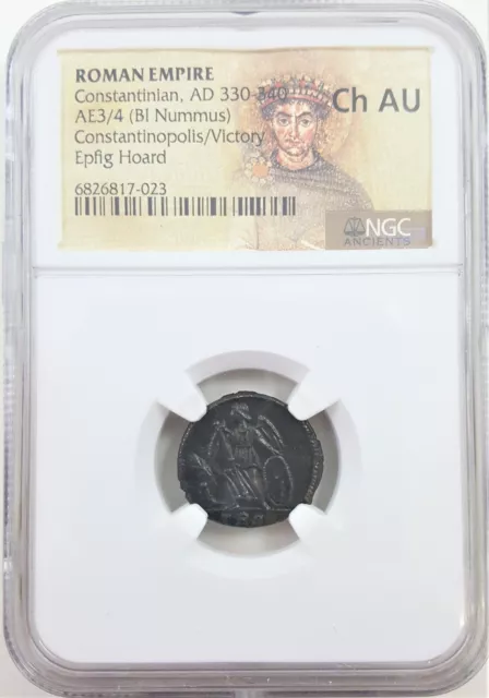 NGC EPFIG HOARD Ch AU Roman AE Constantine I the Great Constantinopolis /Victory