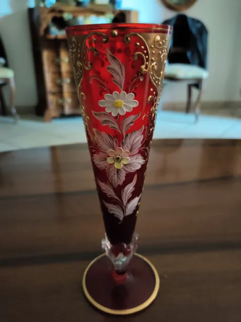 6 bellissimi Flûte per champagne in vetro soffiato di Murano