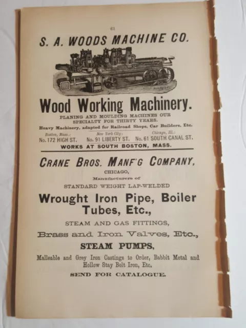 ☆ 1884 vintage ad S.A. WOODS MACHINE COMPANY Boston Mass wood working machinery