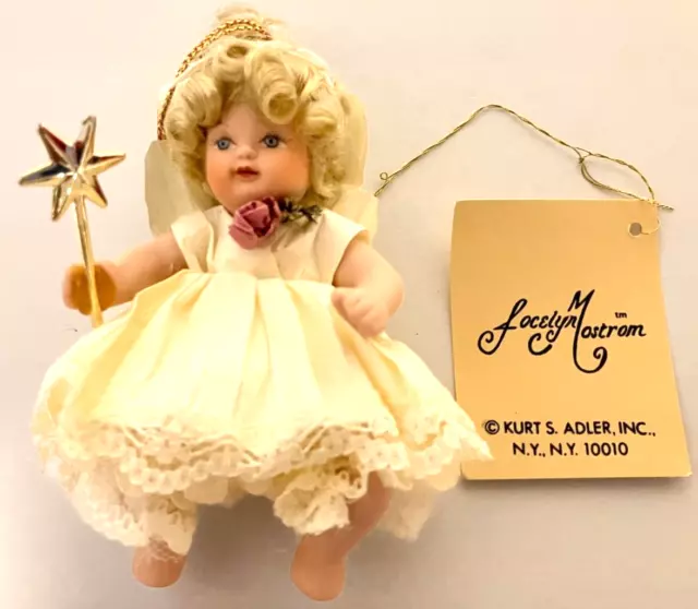 Kurt S Adler Jocelyn Mostrom Christmas Baby Angel Cherub Ornament Blonde Doll 4”