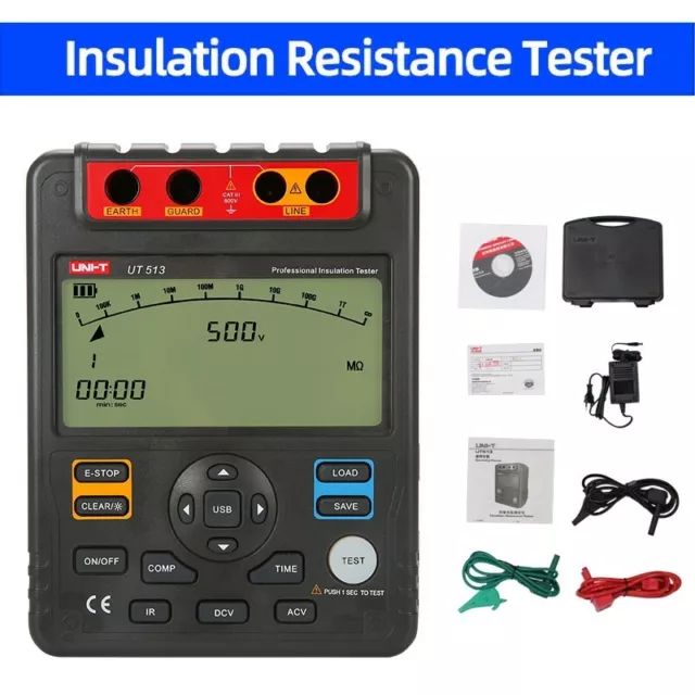 UNI-T UT513 Megohmmeter Digital Insulation Resistance Tester  1KGΩ PI DAR Tester