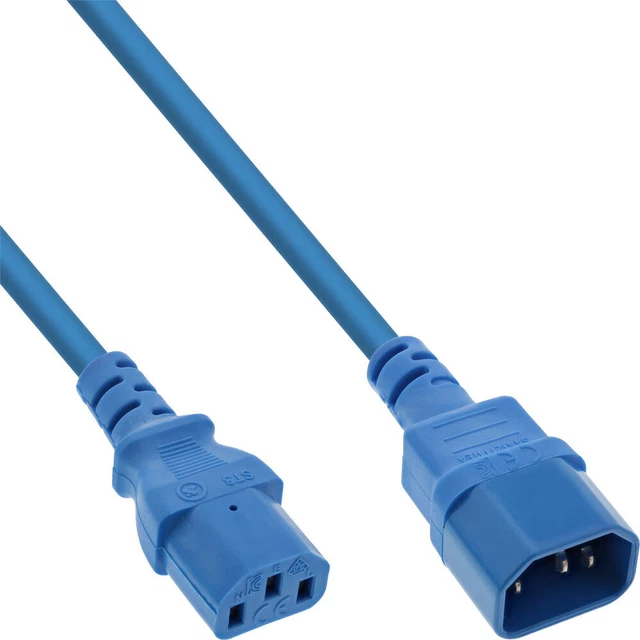 Estensione dispositivo freddo InLine®, da C13 a C14, blu, 1,5 m