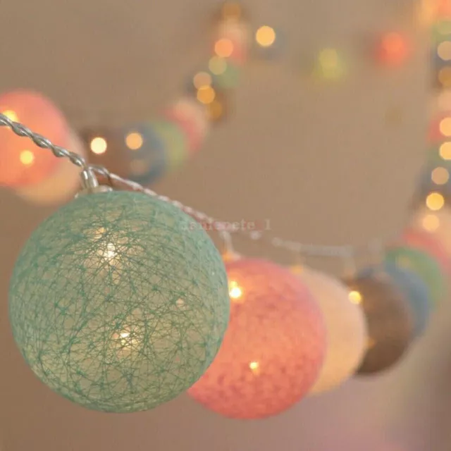 HOT  20LED Cotton Ball Globe Garland String Fairy Lights Bedroom Wedding Home AU