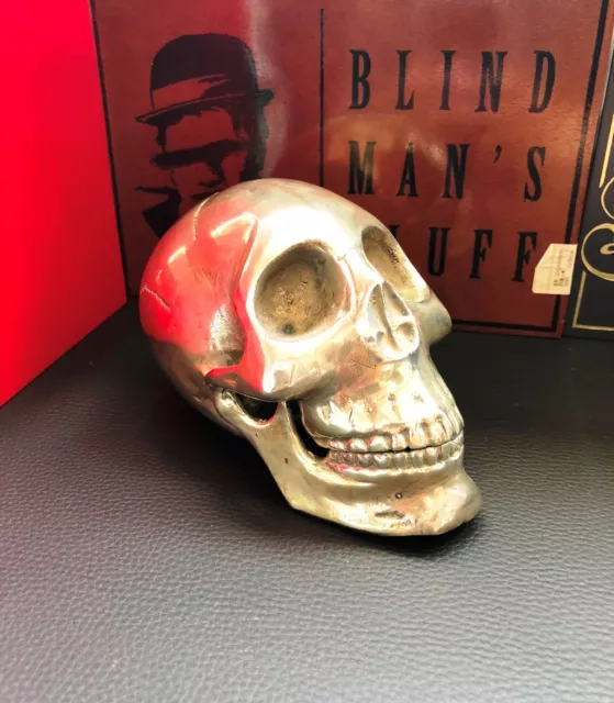 "NEU" Totenkopf Skulptur, Skull, Bronze, versilbert, TOP Dekoration 3