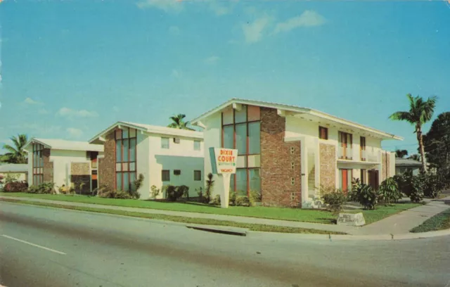 Dixie Court Motel Apartments Coral Gables Florida FL Chrome c1950 Postcard
