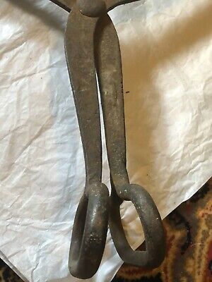 Vintage Ice Block Tongs Large Double handle Wrought Iron hay bale farm tool 22" 2