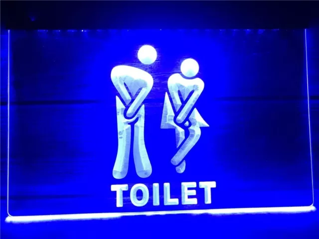 LED Bar Sign Toilet Neon Cafe Plaque Entrance Home Light Up Drink Pub Movie Sign