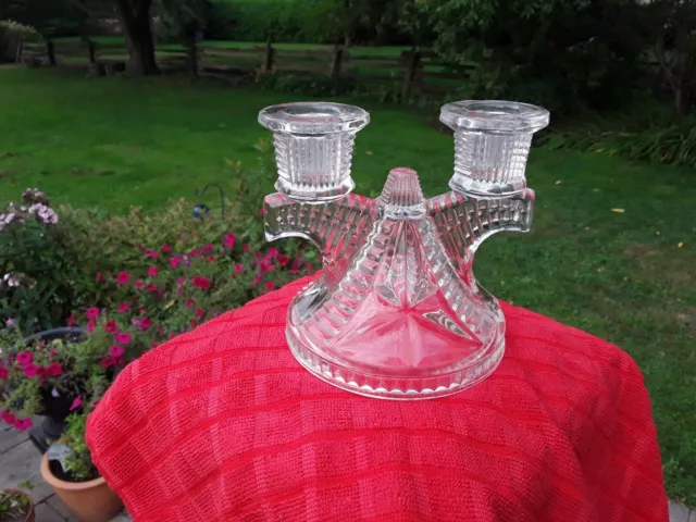 Dual Candle Holder Clear Glass Vintage Double Candle Holder Area Lighting