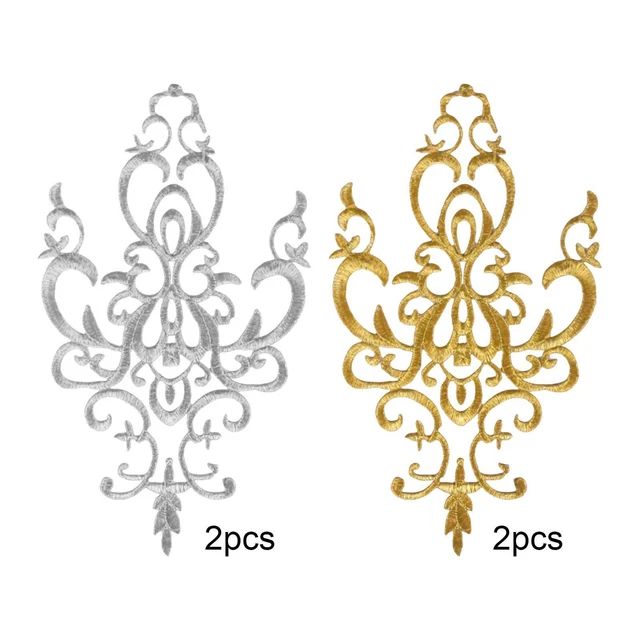 1 pair of fine lace fabric  , embroidered decorative appliques,