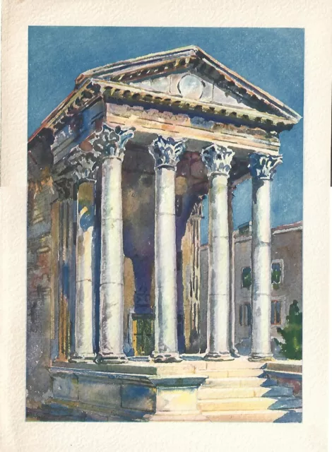 Stampa antica POLA PULA TEMPIO di AUGUSTO Istria Croazia 1929 Antique print