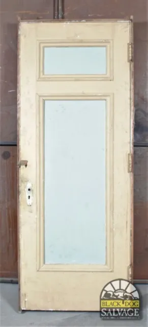Door in Jamb, 34" x 86", Solid Wood 2-Panel Oak Veneer 1800's Lodge Salvage