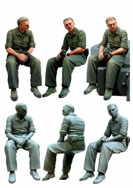 1:35 lot 3 figurines en résine soldat allemand pilote char ww2 non