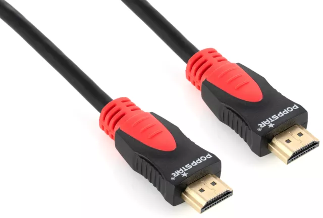 Poppstar 1m HDMI 2.0 Kabel, High Speed with Ethernet 3-fach geschirmt, vergoldet