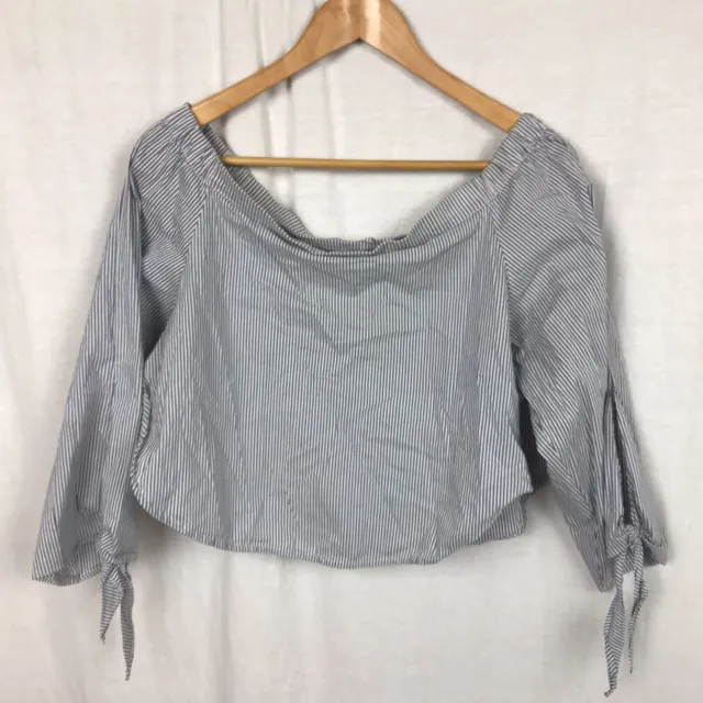 KIMCHI BLUE Urban Outfitters Women's Striped Off The Shoulder Top Size Small